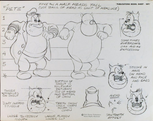 More model sheets from the 1971 Disney Publications stack. Villains this time–Peg Leg Pete, the Beag