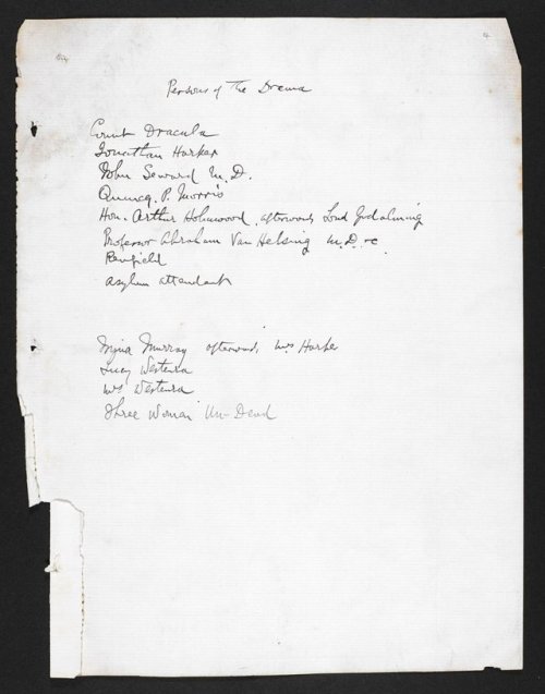 wrappedallinwoe: Manuscript of Bram Stoker’s Dracula playscript, from 1897.