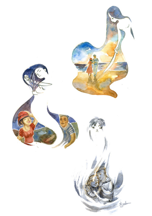 nappynomad:fairytalemood:“The Little Mermaid” by Ileana SurducanI want these watercolor painting ski