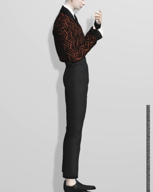 simblrryuffy:  [Ryuffy] Baggy Sweater and Trousers Male Clothing Top // Bottom  2 Style, 26 Swatches