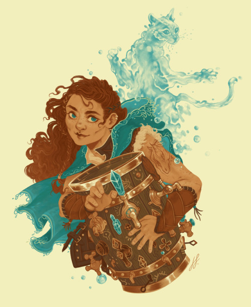 The lovely young Hops Goldenoak! A dwarven Warlock with her Hydro Cat Barley. She comes from a famil