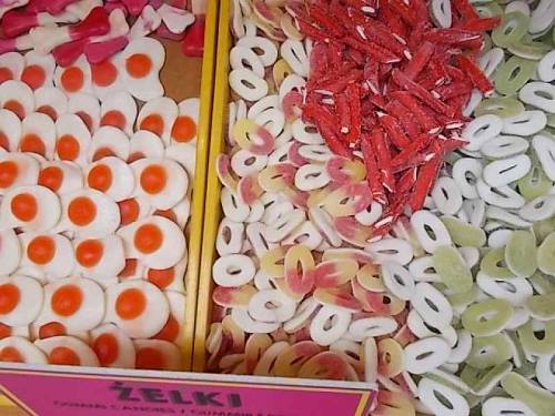 Candies called “żelki” - soft rubber candies.