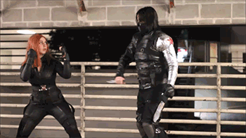 the-bucky-barnes:A simple sparring exercise goes terribly wrong. Take it easy Natasha,