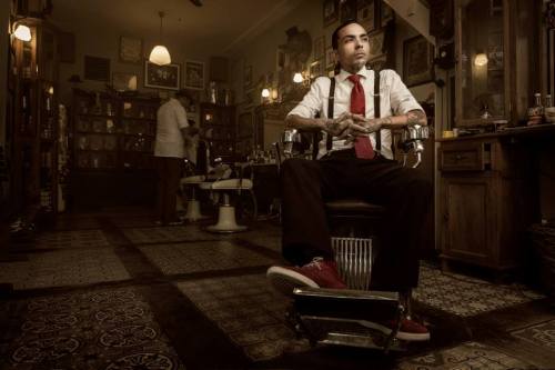 Barber Portrait in Schorem Barber Shop by NEW DAY Studio Photography.