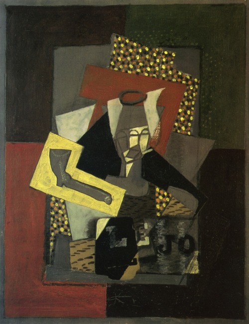 artist-braque: Glass, Pipe and Newspaper, 1917, Georges BraqueMedium: oil,canvas