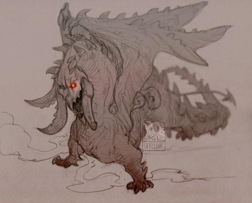 skulldog:   #AppreciateADragonDay   Doing so by finishing this Niddhog sketch that’s been kicking around.  Follow on Twitter for more art  | Explore the Shop | Commissions