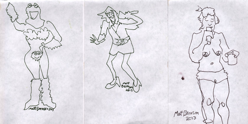 Drawings done by Matt Bernson at Geek Girl Boston Presents: Ruining your Childhood. 