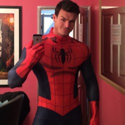 lycladuk:  spandextights:My 10,000th upload to this blog :)  Fierce Spidey
