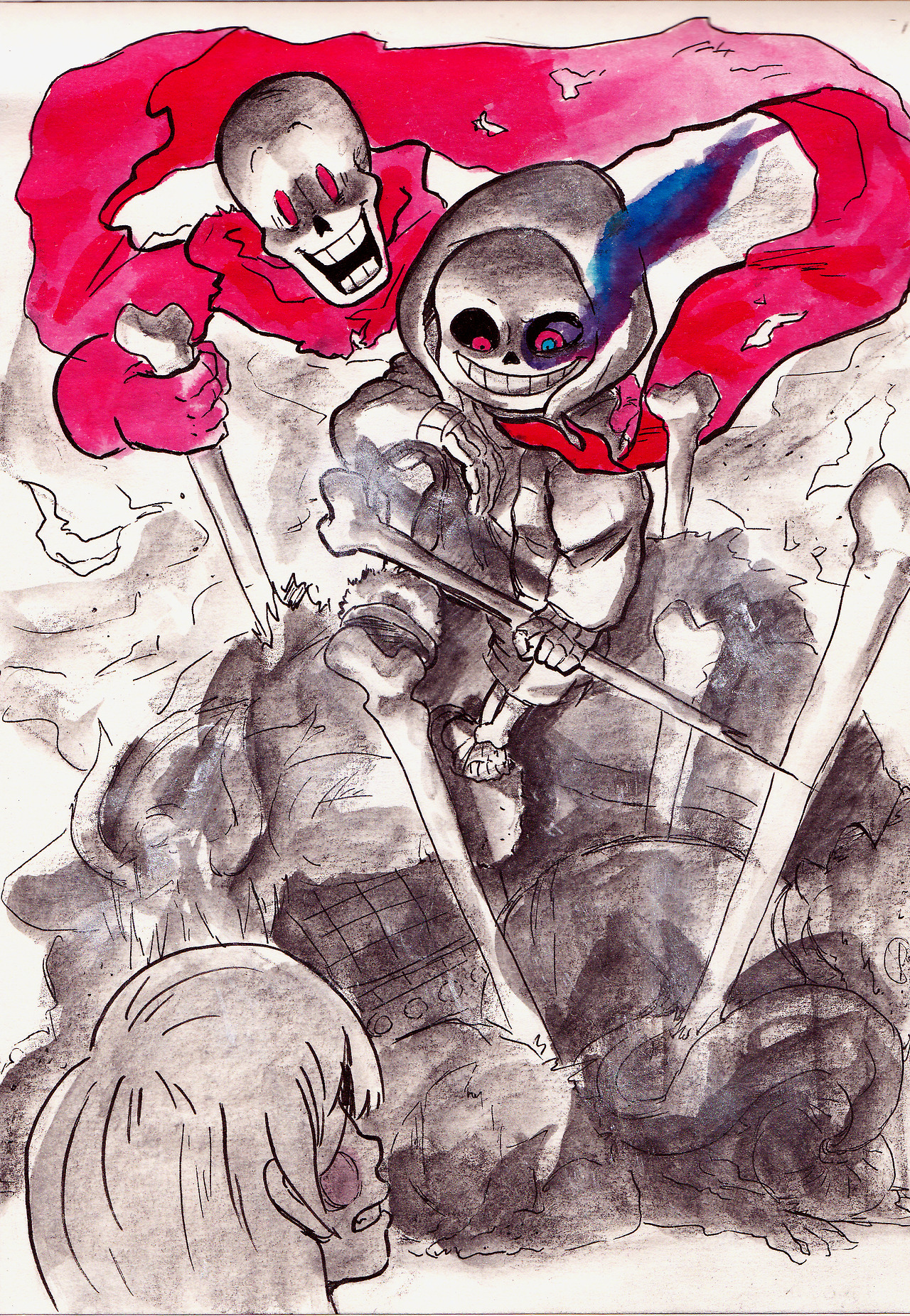 Colors Live - Dust!Sans and Phantom!Papyrus by karmafell