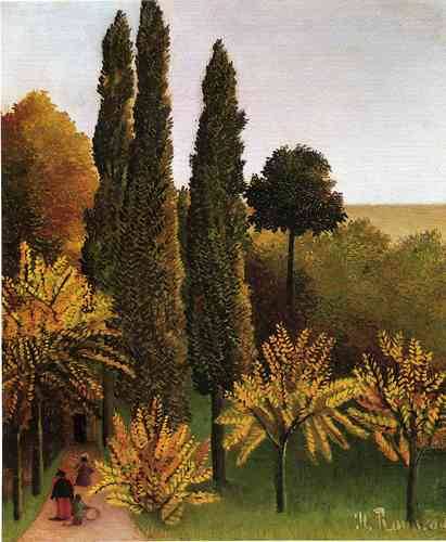 Walking in the Parc des Buttes Chaumont, 1909, Henri RousseauMedium: oil,canvas