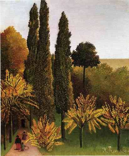 artist-rousseau: Walking in the Parc des Buttes Chaumont, 1909, Henri RousseauMedium: oil,canvas