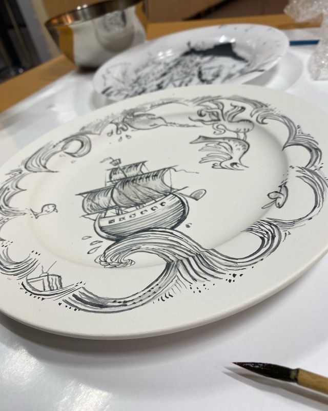 piercednipples:Attending a wonderful workshop painting Chinese porcelain. It still has to be glazed and baked. And it will turn out kind of Delft blue.￼  I’ll post that once it’s ready, of course.