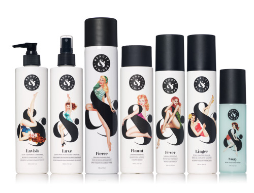 Pin-up girls line of hair products, redesigned by Brick Design