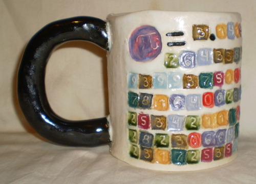 aberrantceramics:Pi Cup With 158 Decimal Places