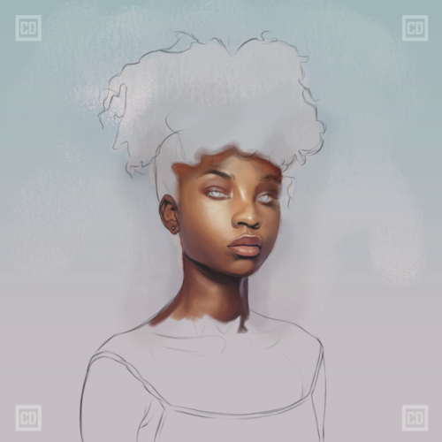 controlled-khaos: I love the sketch of this just as much as the finish painting. Natural hair always