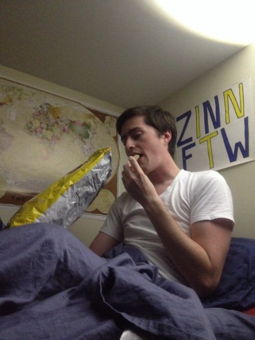 I made my roommate bring me a bag of chips in bed and this photo aptly captured my shame