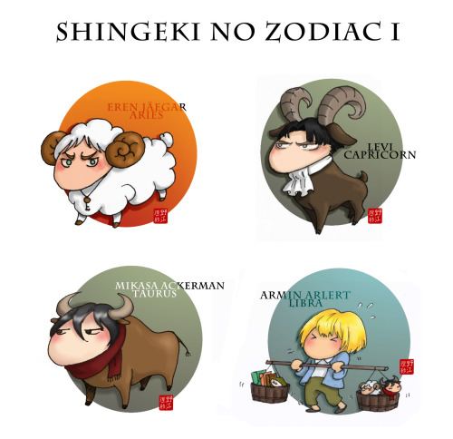 ask-heichou:  marcobutt:  kouji-doll:  SHINGEKI NO ZODIAC by Kouji-Doll  jean and marco as pisces and cancer oh god it fits so well   rivaille… IM PISSING MYSELF 