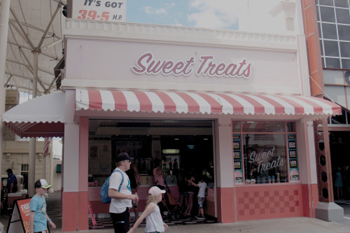 8 September 2015 Two Of The Many Candy Stores At Warner Bros. Movie World Gold Coast In Queensland, Australia.