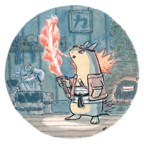 revilonilmah:#157 Typhlosion is fire testing a newly forged katana!