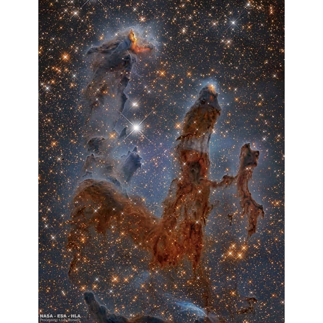 Pillars of the Eagle Nebula in Infrared   Image Credit: NASA, ESA, Hubble, HLA; Processing: