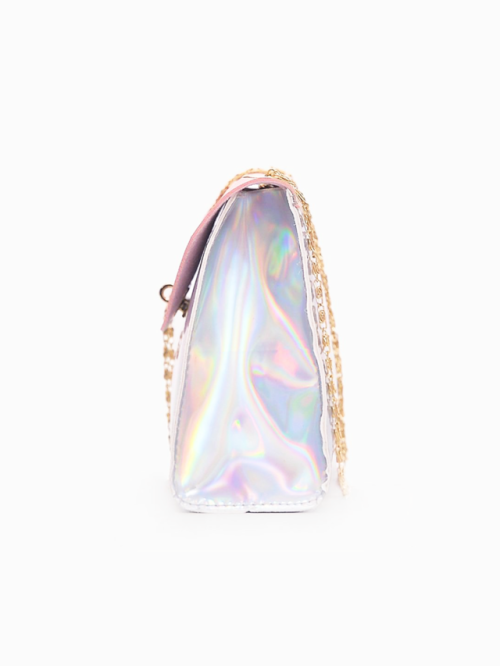 miukie:Iridescent Twist Lock Crossbody Bag