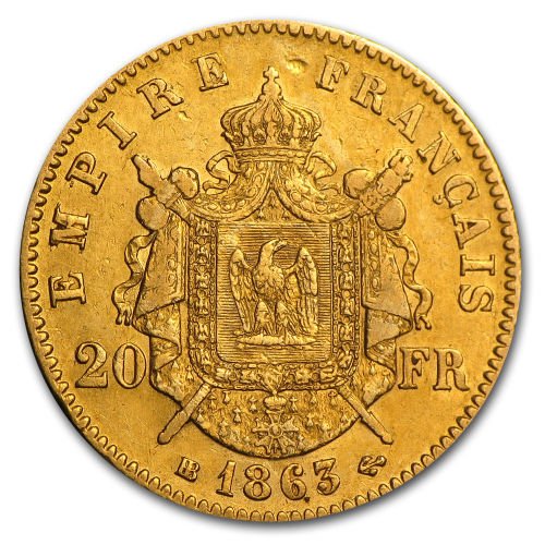20 Franc French empire coin, 1852-1870
