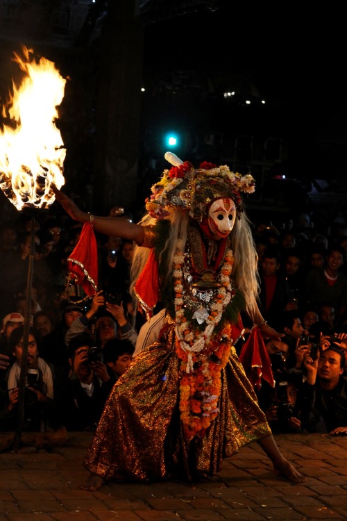 Dancer dressed as Nrsimhadeva, Nepal