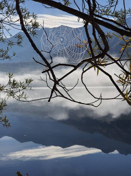 At lake Bohinj, in Slovenia, there is thick fog in October until about 10 in the morning. Then the f