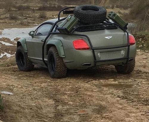 therealcarguys:Military green off-road-outfitted Bentley Coupe. [750x613] - amzn.to/1bxGVMr