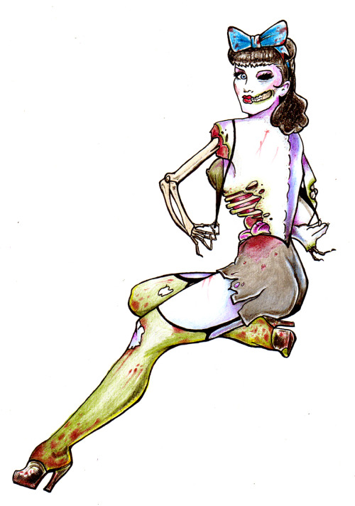 Zombie Pinup by ~BarbedDragon