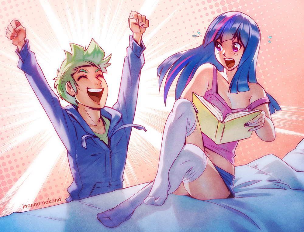 inanna-nakano:Some humanized My Little Pony fanart. Twilight Sparkle was too engrossed