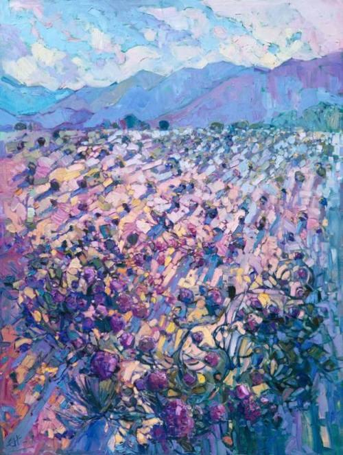 Wildflower Dawn    -    Erin Hanson American b.1981-Oil on canvas, 48 x 36 