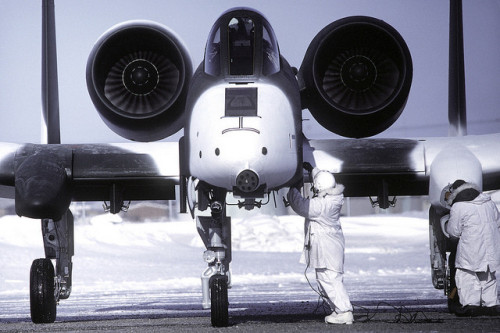 neffelo:  bloodymagnum:  Fairchild Republic A-10 Thunderbolt II / Warthog   The A-10 is being used during exercise Cool Snow Hog ‘82-1. Photographer’s Name: SSGT Bill Thompson. Location: KOTZEBUE AIR STATION. Date Shot: 3/8/1982. Date Posted: unknown.