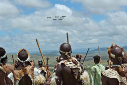    Dec. 15, 2013. A group of Zulu warriors,