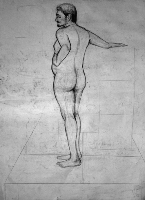 Some leftover figure drawings in pencil and charcoal. 