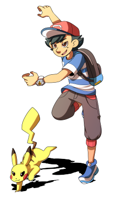 polymori:Commission of Ash and Pikachu for my bestie @pkmnmasterlyra~Hope you like it &lt;3