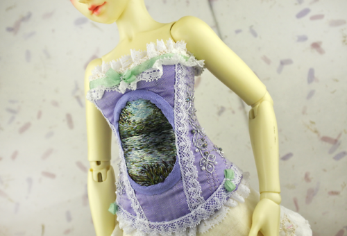 I just listed the remaining part of the new corset collection, with hand embroidered landscapes, on 