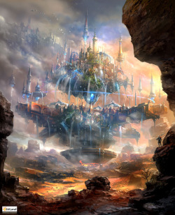 scifi-fantasy-horror:  &lsquo;castle of water&rsquo; by jcircle  Reminds me of Dalaran in WoW