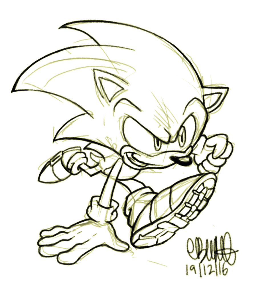 torpedoesarts: Here he is!! The Sonic… I couldn’t fix the sketch lines (drew