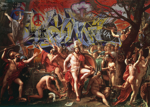 exhibition-ism:Italian painter Marco Battaglini re-interprets classical renaissance paintings into t