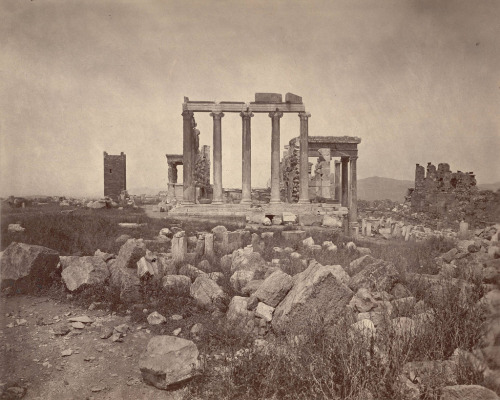 ancientart:The ancient Greek Erechtheum on the Athenian Acropolis, 421-406 BC. In the southwestern corner of the Erechtheum is the famous ‘Porch of the Maidens’ (photo 1), where statues of six young girls take the place of supporting columns.