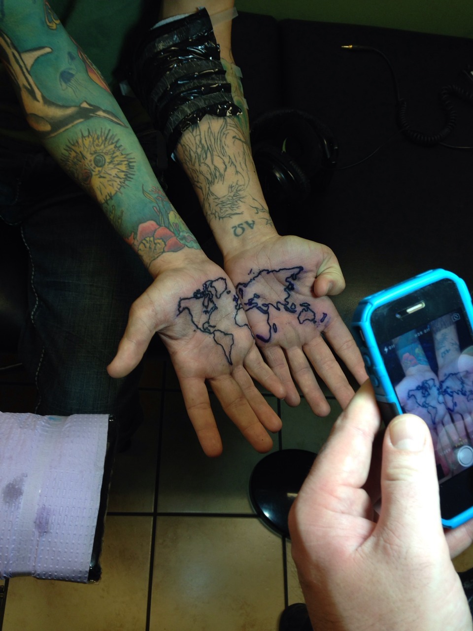 solarcoaster:  My friend Zack got badass palm tattoos today. 