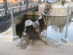 fyeahgothicromance: nuclearmedicine:   dynastylnoire:  redlipstickresurrected: Black Ghost aka Juodasis Vaiduoklis is a bronze sculpture sculpted by Svajunas Jurkus and Sergejus Plotnikovas located at the port of Klaipėda, Lithuania.   Nope  HOW CAN