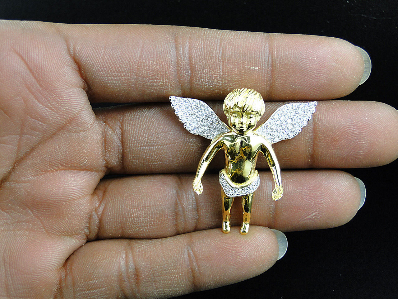 24kjewelry:  14k Gold over 925 Silver Angel Pendant now in stock on www.24k-jewelry.com .