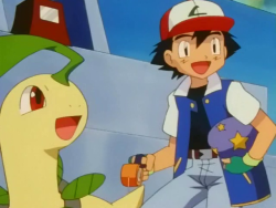 thatdoodlebug: from Extreme Pokemon! wow i love this tiny moment actual acknowledgement of ash’s competence and admitting defeat to him gracefully…little jerk is growing up so much, i’m so proud of him  