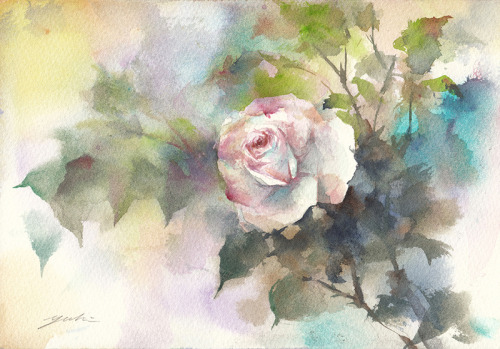  ＊＊＊薔薇（Rose）Jun.26.2021watercolorsize：227*158mm (SM)paper：water ford white (中目・300g/m2)☆*ﾟ ゜ﾟ*☆*ﾟ ゜ﾟ