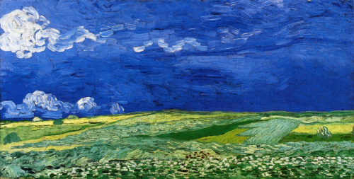 artist-vangogh:Wheatfields under Thunderclouds, 1890, Vincent van GoghMedium: oil,canvas