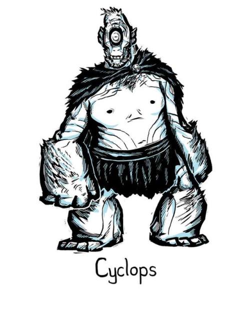 Cyclopes are brutish one-eyed giants.They are often portrayed as uncivilized, without any culture of