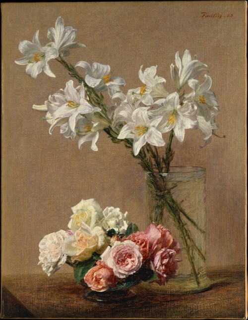 Henri Fantin-Latour - Roses And Lilies, 1888. Oil on canvas /The Walter H. and Leonore Annenberg Col