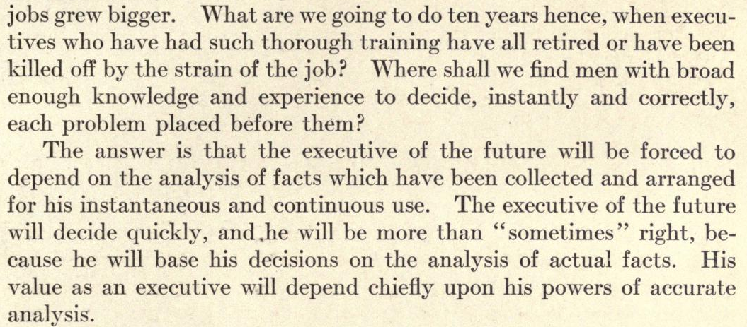 Predicting the need for analytics. Although I hope execs aren’t still being killed off by the stain of their jobs!
https://archive.org/stream/graphicmethodsfo00brinrich#page/36/mode/2up